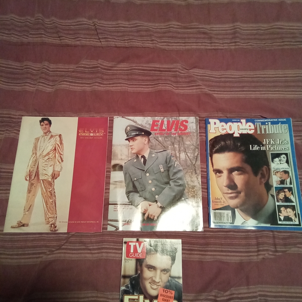 2 Vintage Elvis Catalogs/Elvis TV Guide And Vintage JFK People Magazine